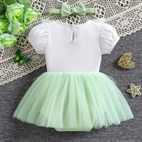 Tinker Bell Fairy Baby Girls Tutu Jumpsuit Headband Costume Halloween - Picture 5 of 6